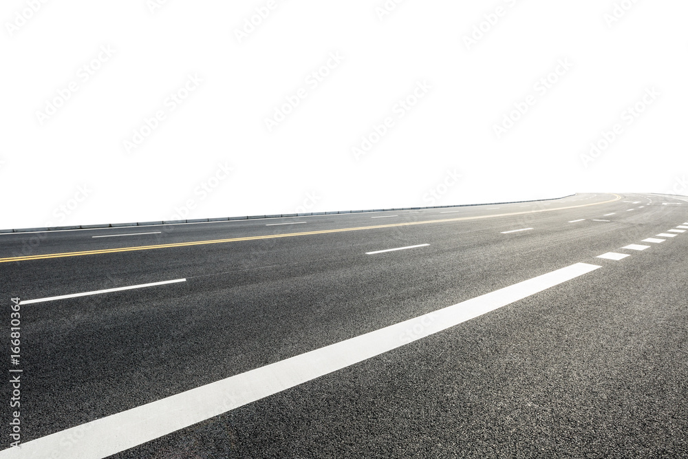 Obraz premium Asphalt road background texture on white background,roadside view