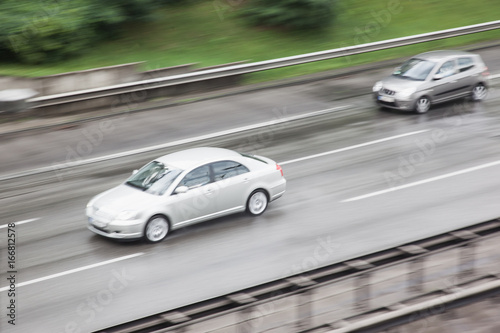 Autobahn cars high speed traffic at rush hour in Berlin