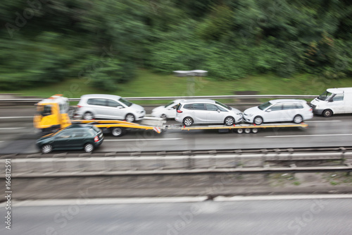 Autobahn cars high speed traffic at rush hour in Berlin