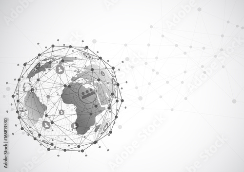 Global network connection. World map point and line composition concept of global business. Vector Illustration