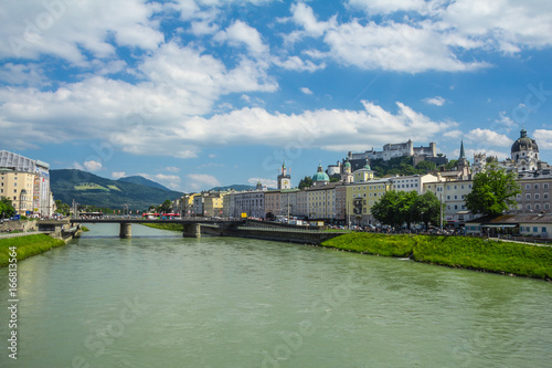 View of Salzach, where Salzburg is located, Austria