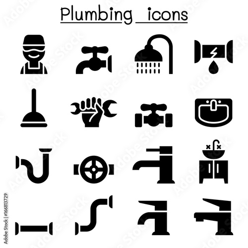 Plumbing icons set