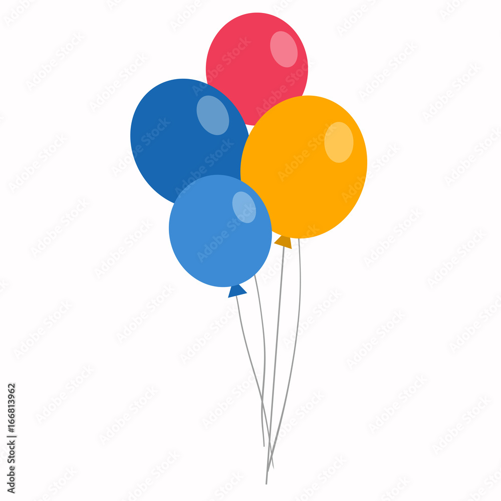 Colorful balloons in flat style isolated on white