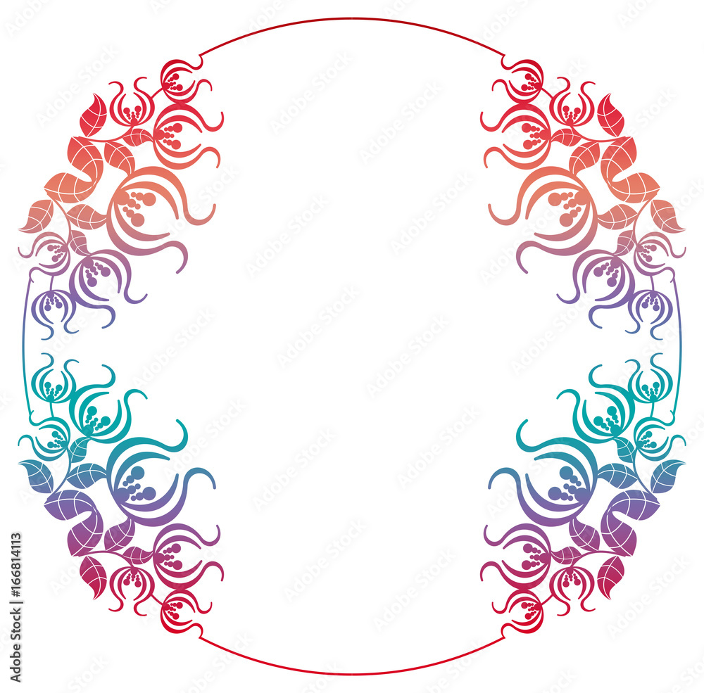 Beautiful gradient round frame. Color silhouette frame for advertisements, wedding and other invitations or greeting cards. Raster clip art.