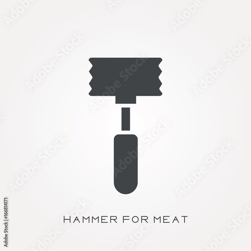 Silhouette icon hammer for meat
