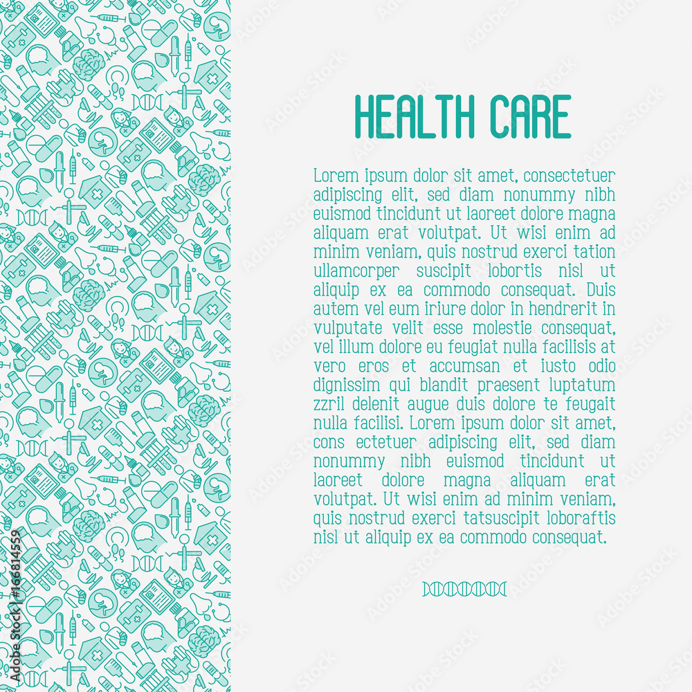 Health care concept with thin line icons related to hospital, clinic, laboratory. Vector illustration for conclusion, banner, web page. Health care concept with thin line icons related to hospital, clinic, laboratory. Vector illustration for conclusion, banner, web page.