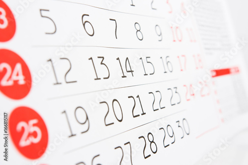 Closeup Of Calendar On White Background