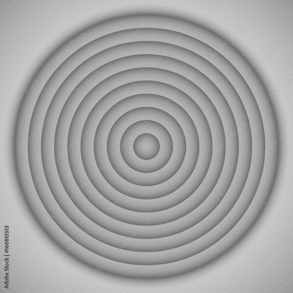 Fototapeta premium Circular graphic with depth. Gray artwork with shadows and illusion of 3D.