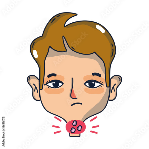 man with sore throat sickness virus