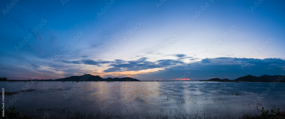 Panorama Twilight Time - Bang Phra Reservoir, Chonburi, Thailand