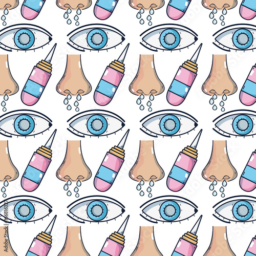 rhinitis and conjunctivitis sickness with bottle drops treatment background