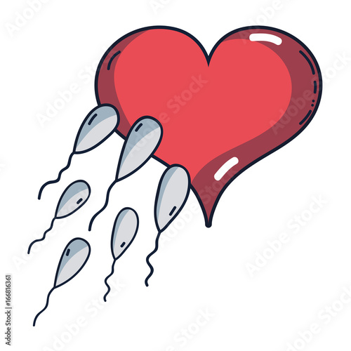 spermatozoon reproduction fertilizing ovum in heart shape