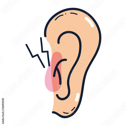 ear with otitis sickness infection and inflammation