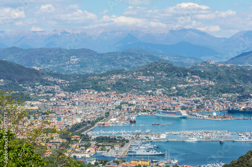 view of La Spezia, one of the main Italian military and commercial harbours and hosts the arsenal of the Italian Navy