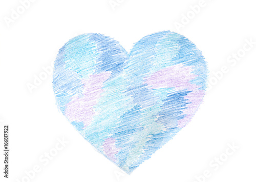 Blue painted heart shape, can be used as sign or background for different art.