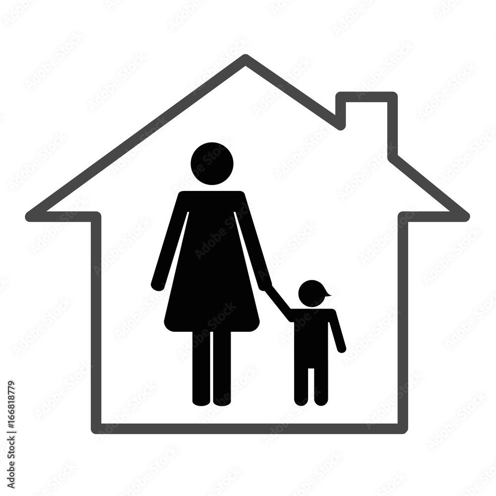 mutter alleinerziehend im haus piktogramm mutter alleinerziehend im haus piktogramm