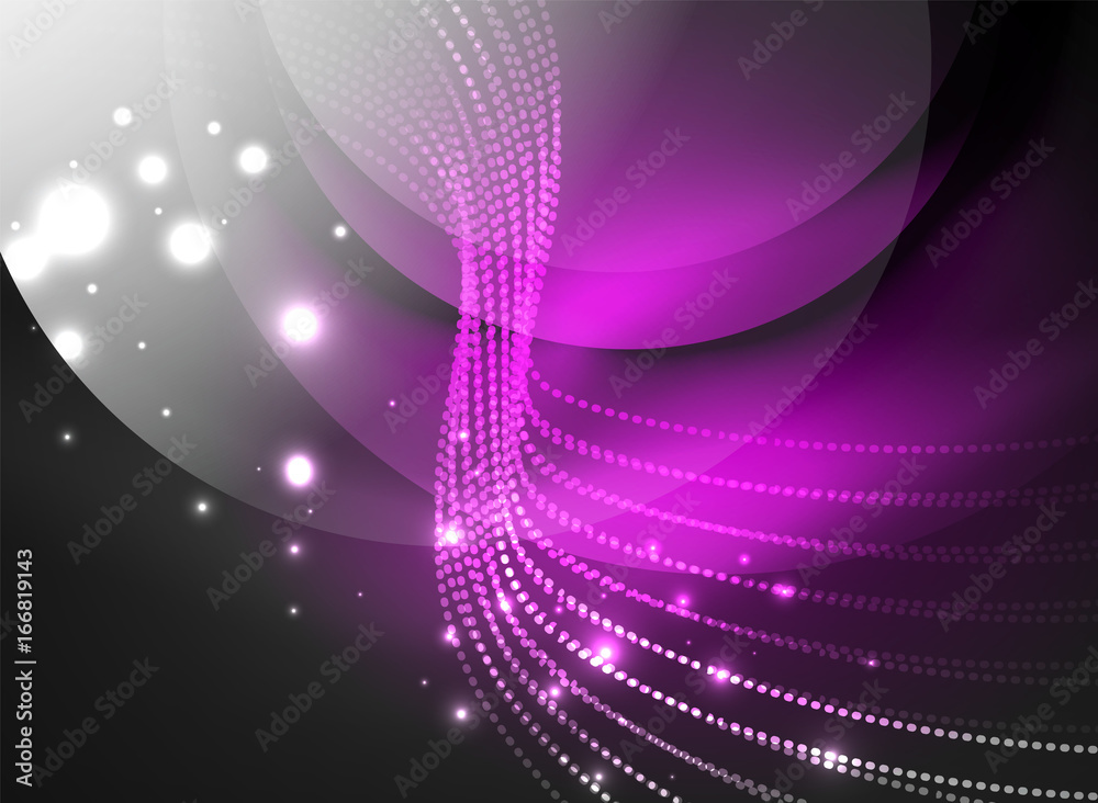 Glowing wave created with particles on dark color background Glowing wave created with particles on dark color background
