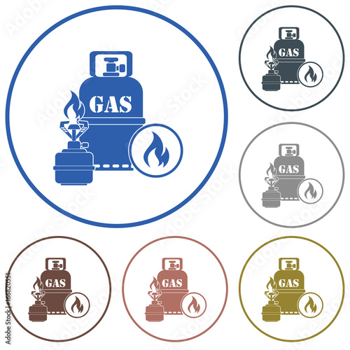 Camping stove with gas bottle icon