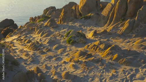 Slider Shot of a Mediterranean Rocky Bay and Wild Beach at Sunrise