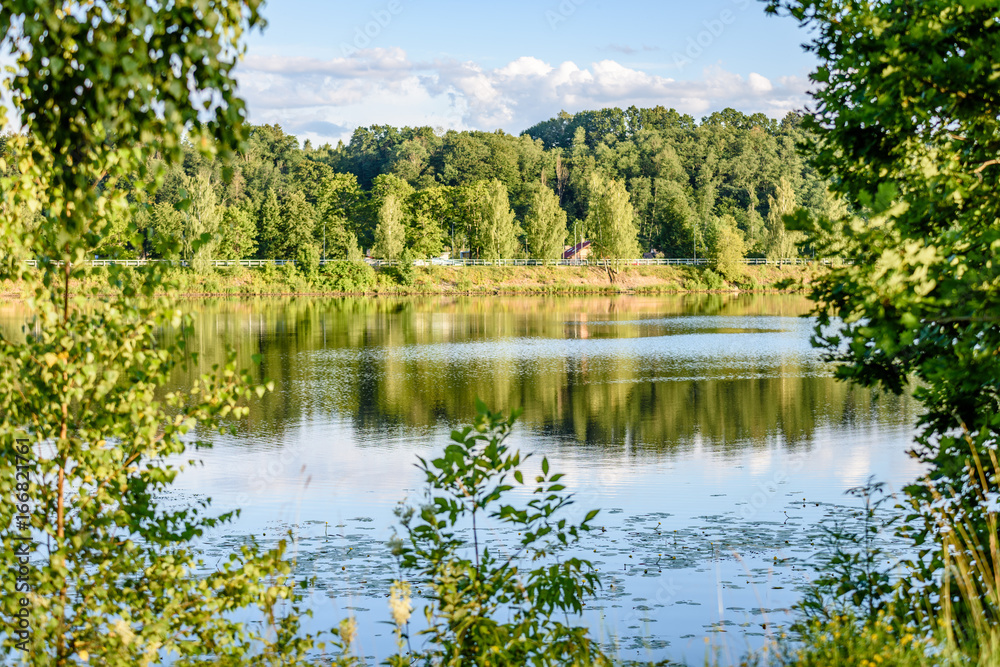 Fototapeta premium reflection of clouds in the lake