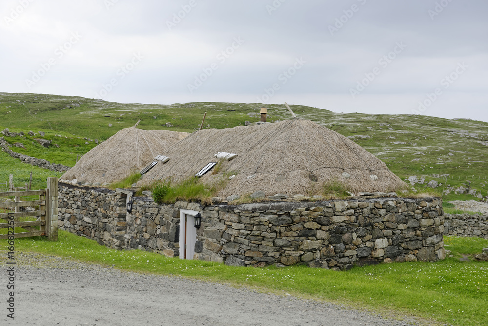 Restored old, original blackhouse on the Isle of Lewis in the Outer Hebrides, Scotland, United Kingdom 