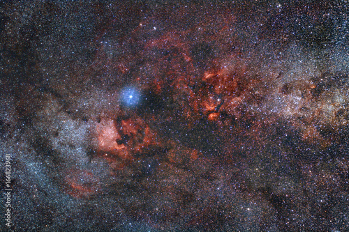 The constellation of Cygnus in Milky Way