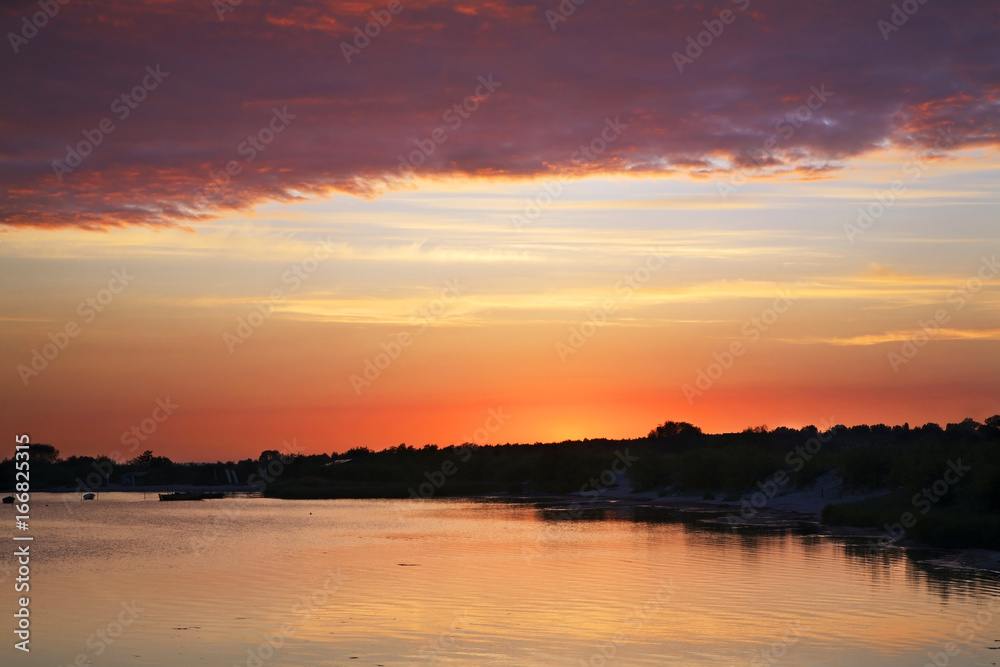 Sunset at Gdansk bay in Jastarnia. Hel Peninsula. Poland