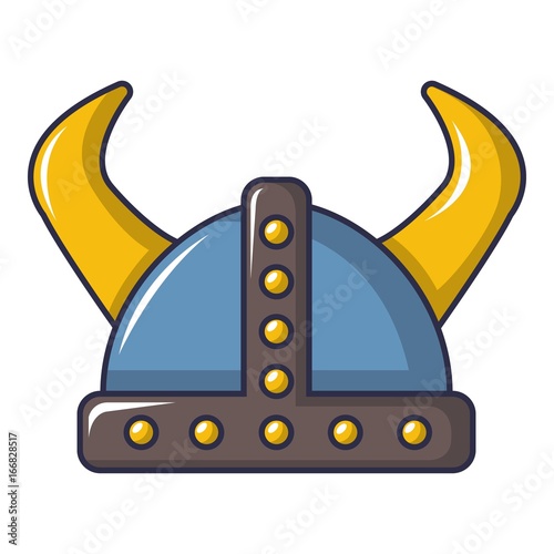Swedish viking helmet icon, cartoon style