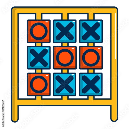 Tic tac toe game icon, cartoon style