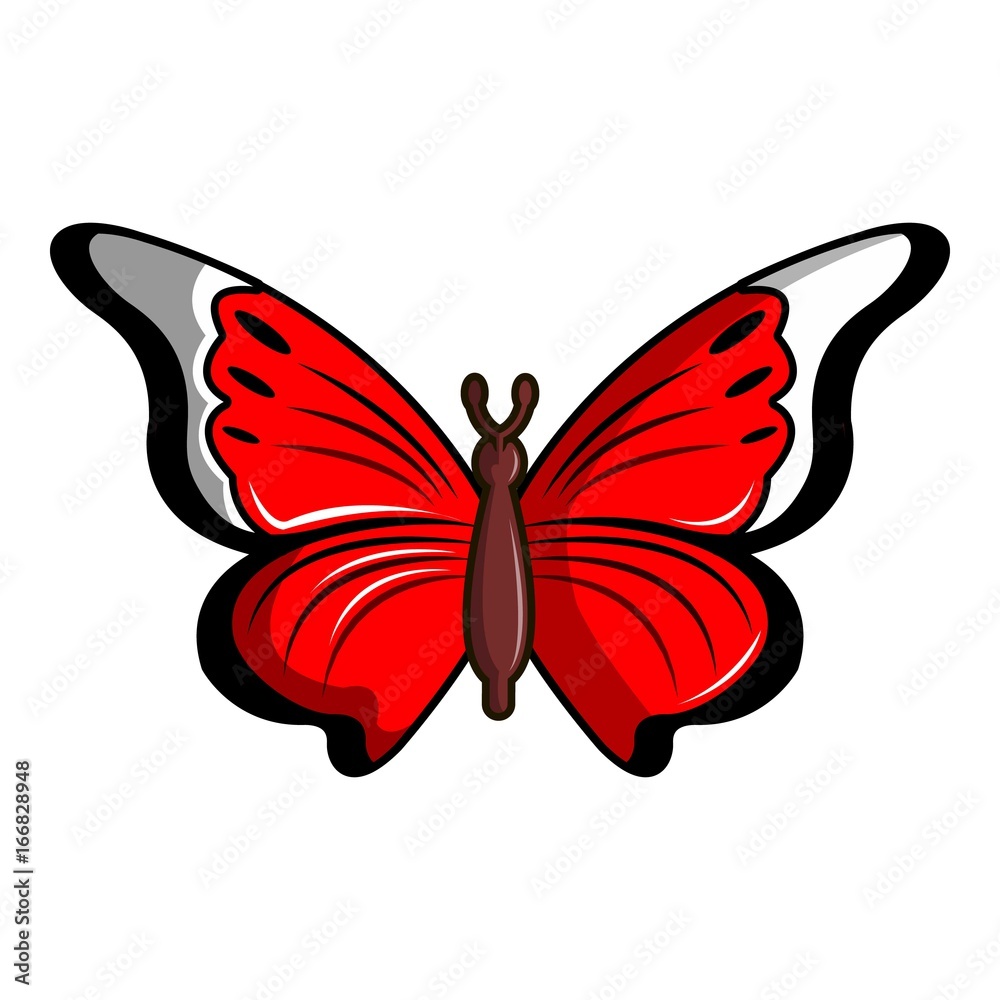 Cethosia biblis butterfly icon, cartoon style Cethosia biblis butterfly icon, cartoon style