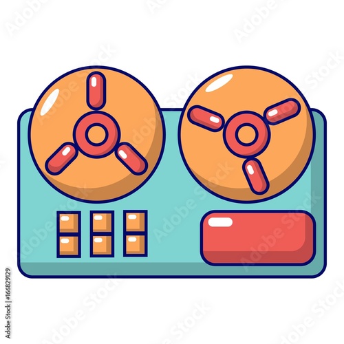 Reel to reel tape recorder icon, cartoon style