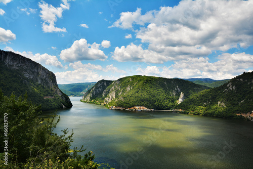 Spectacular Danube Gorges, also known as The Danube Boilers ,passing through the Carpathian Mountains, between Serbia and Romania photo