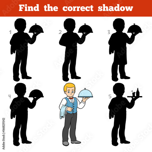 Find the correct shadow, game for children, Waiter