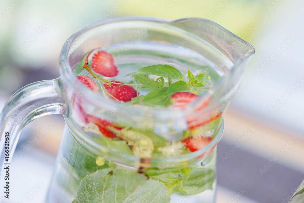 Tasty lemonade with strawberry and mint Tasty lemonade with strawberry and mint