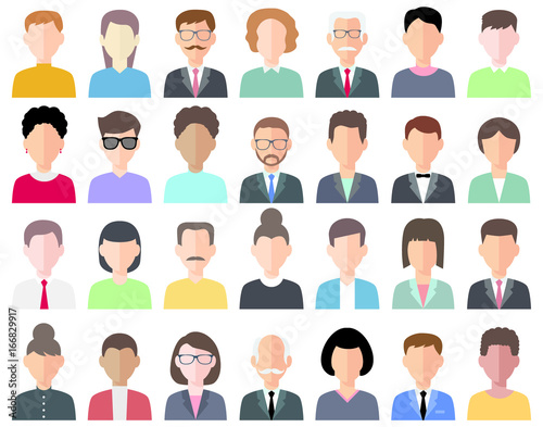 Business men and business women avatar icons.