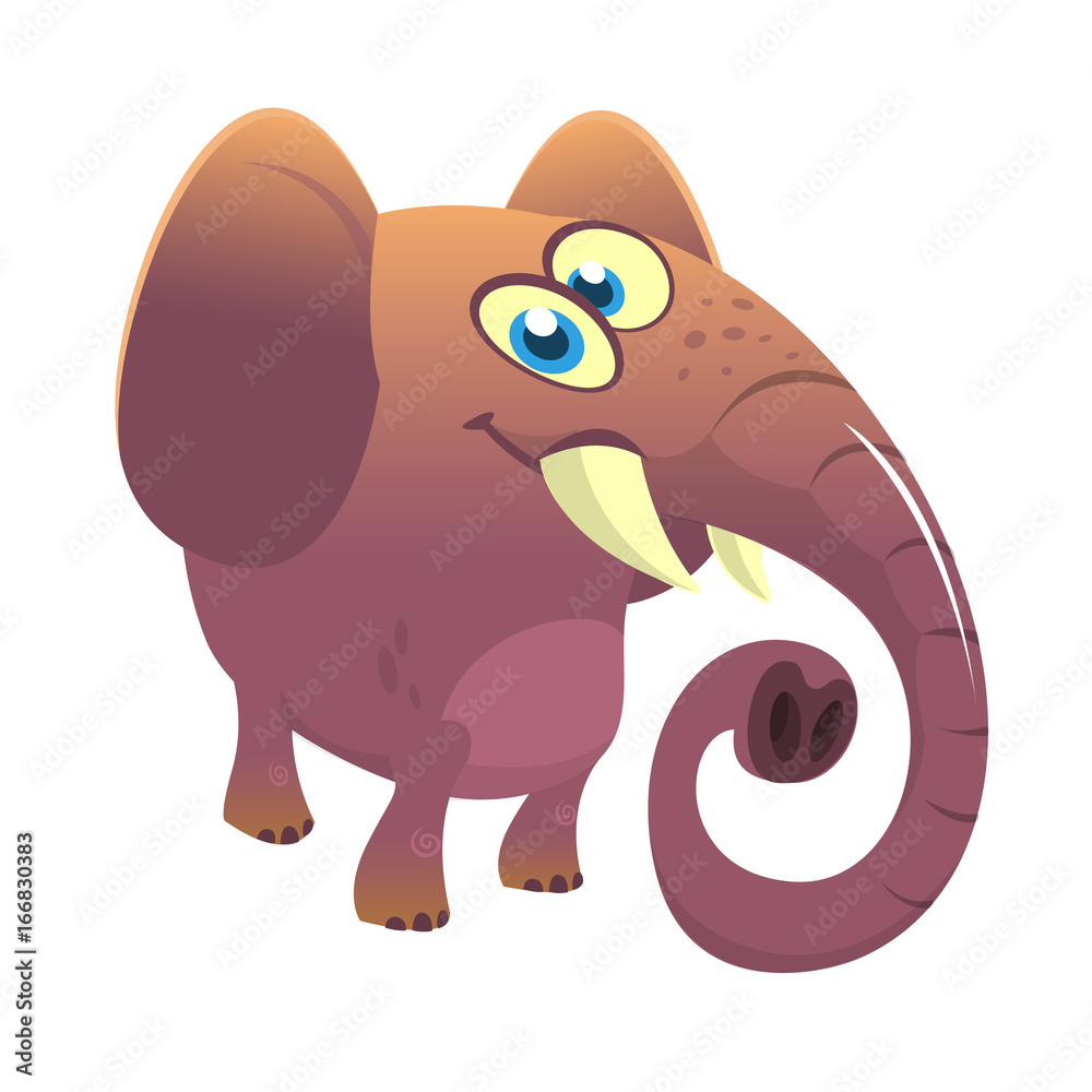 Fototapeta premium Cartoon cute elephant. Vector illustration or icon isolated