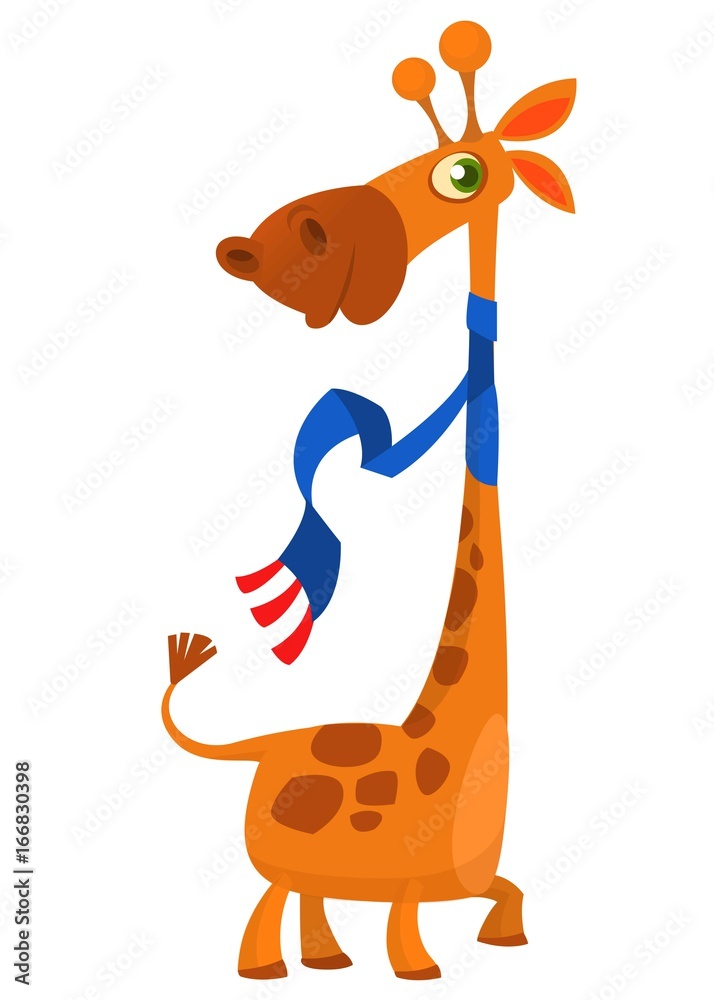 Fototapeta premium Cute cartoon giraffe character. Wild animal collection. Baby education. Isolated vector illustration
