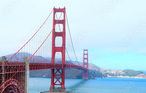 Sunny view of the Golden Gate Bridge in San Francisco