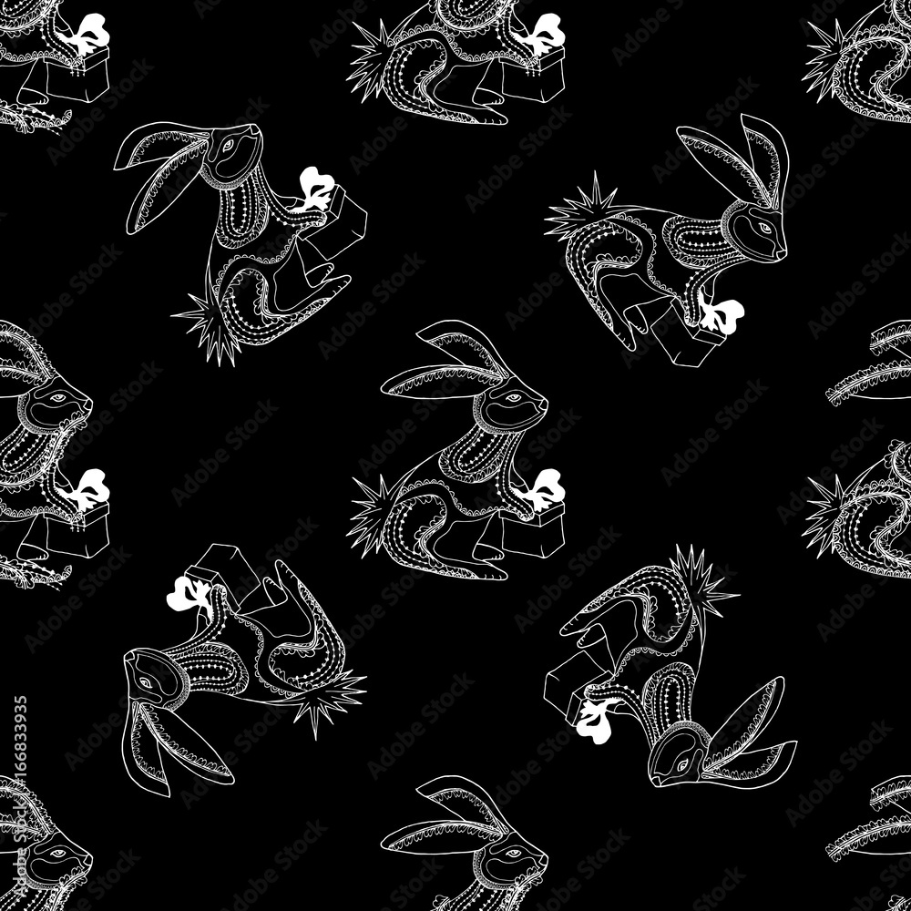 Seamless pattern for print textile design or paper wrapping.Rabbit. Seamless pattern for print textile design or paper wrapping.Rabbit.