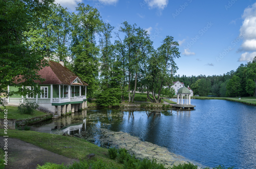 Old building on the shore of lake Old building on the shore of lake