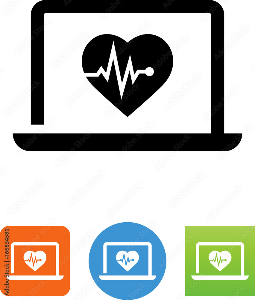 Laptop Computer Health Icon - Illustration Laptop Computer Health Icon - Illustration