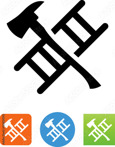 Ladder And Axe Icon -  Illustration