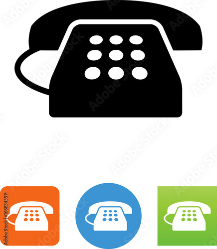 Landline Phone With Buttons Icon - Illustration