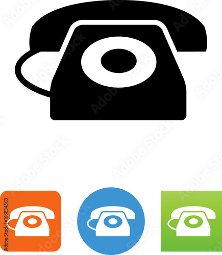 Landline Phone With Dial Icon - Illustration