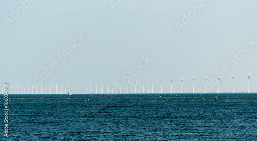 Noordoostpolder wind farm with 86 wind turbines. photo