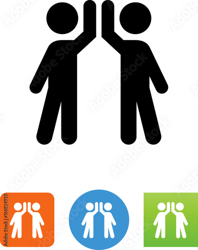 Men Doing A High Five Icon - Illustration