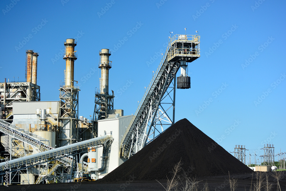 Coal Power Plant and a Large Pile of Coal