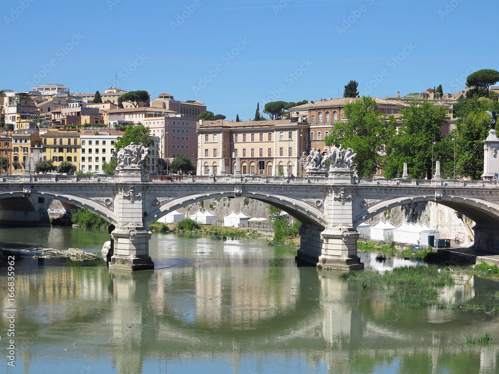 19.06.2017, Roma, Italy: Sant' Angelo Bridge to the Hadrian Mausoleum 19.06.2017, Roma, Italy: Sant' Angelo Bridge to the Hadrian Mausoleum