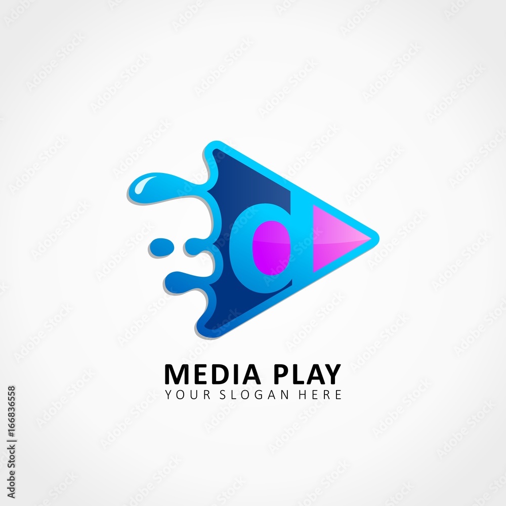 Media Play Application Splash with letter D Media Play Application Splash with letter D