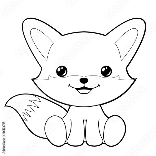 Cute fox clipart coloring activity. Vector illustration © Valerie  Thang